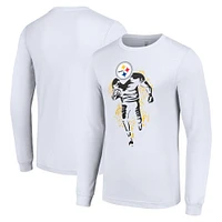 Men's Starter White Pittsburgh Steelers Logo Graphic Long Sleeve T-Shirt