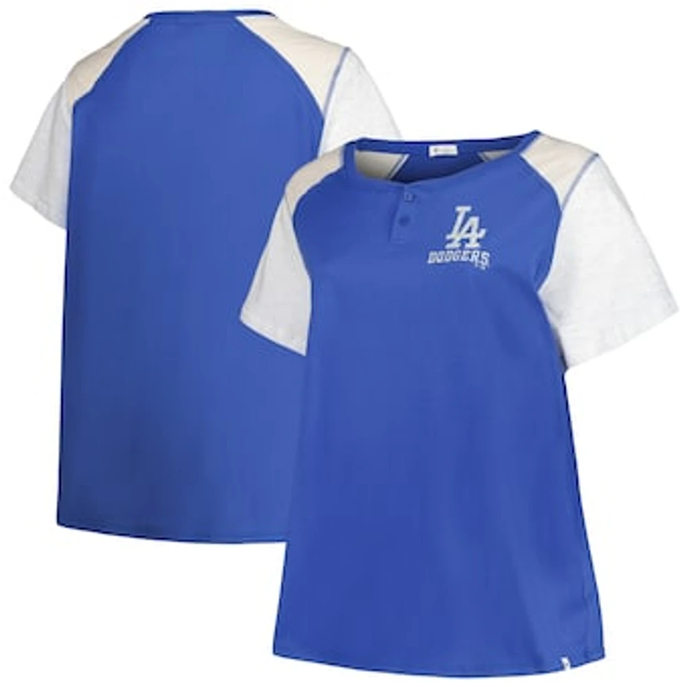 Women's '47 Royal/Gray Los Angeles Dodgers Plus Henley T-Shirt