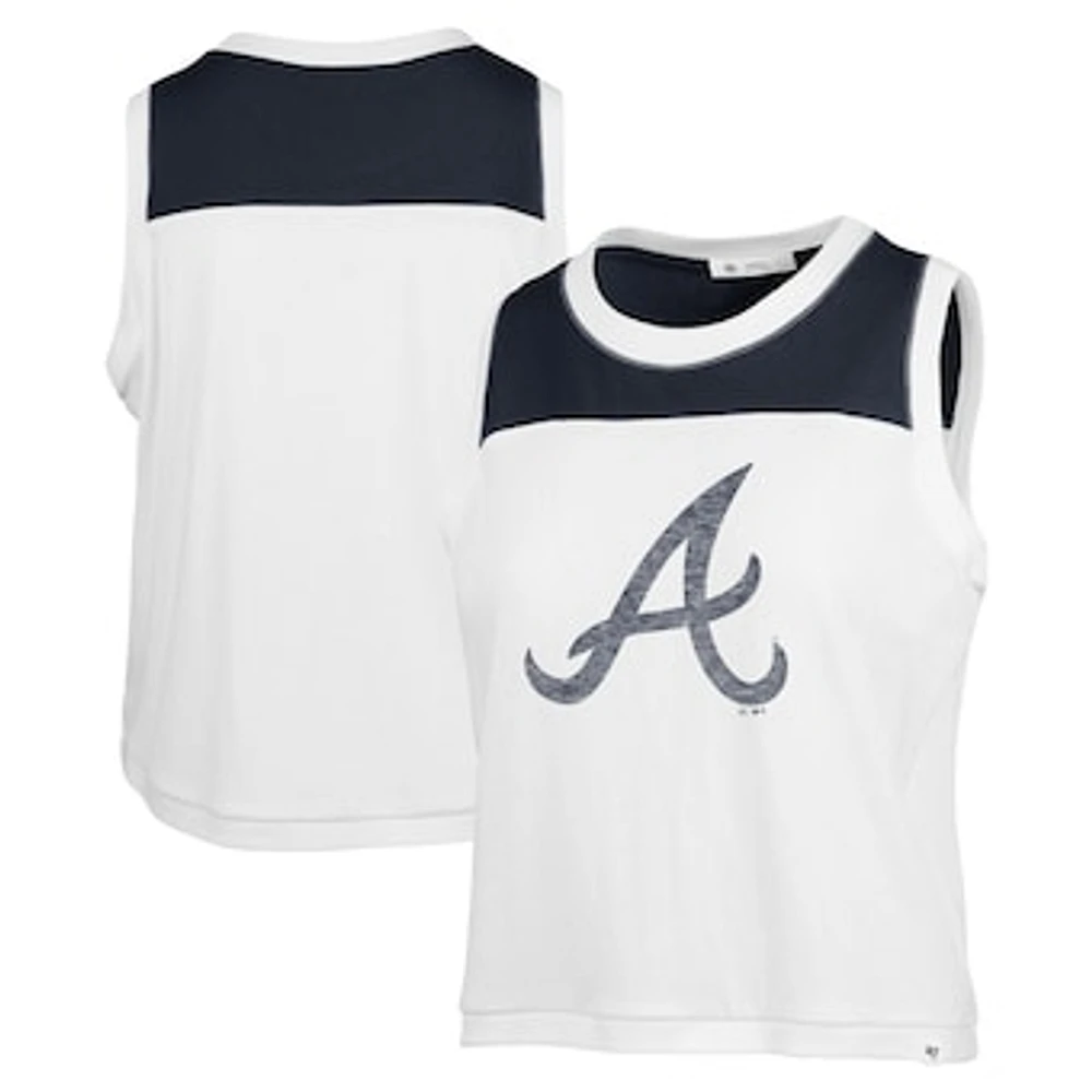 Women's '47 White/Navy Atlanta Braves Plus Waist Length Muscle Tank Top