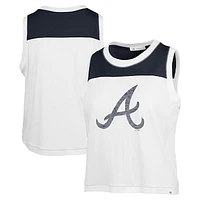 Women's '47 White/Navy Atlanta Braves Plus Waist Length Muscle Tank Top