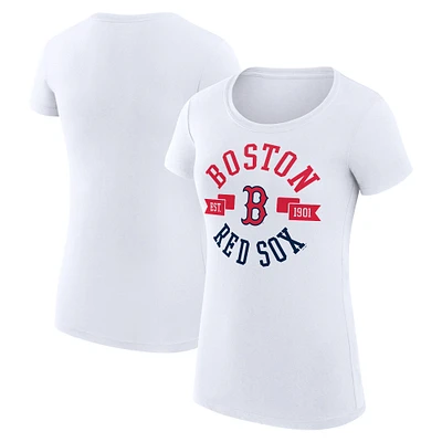 Women's G-III 4Her by Carl Banks White Boston Red Sox City Graphic Fitted T-Shirt