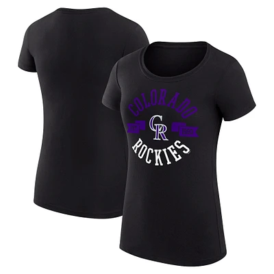 Women's G-III 4Her by Carl Banks Black Colorado Rockies City Graphic Fitted T-Shirt