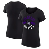 Women's G-III 4Her by Carl Banks Black Colorado Rockies City Graphic Fitted T-Shirt