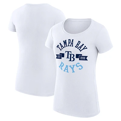 Women's G-III 4Her by Carl Banks White Tampa Bay Rays City Graphic Fitted T-Shirt