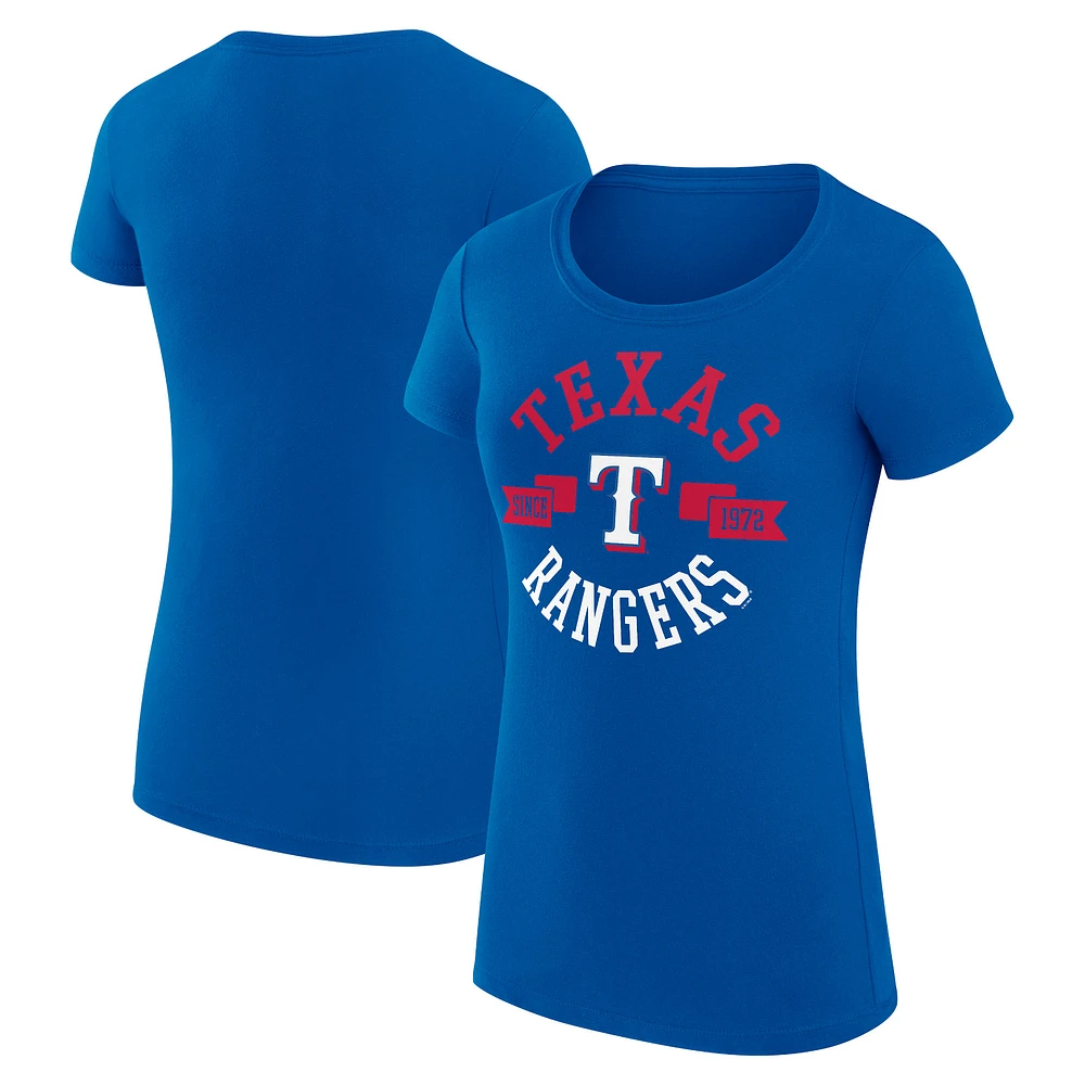 Women's G-III 4Her by Carl Banks Royal Texas Rangers City Graphic Fitted T-Shirt