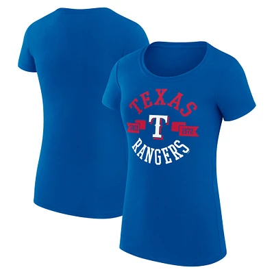 Women's G-III 4Her by Carl Banks Royal Texas Rangers City Graphic Fitted T-Shirt
