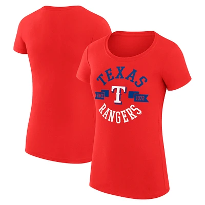Women's G-III 4Her by Carl Banks Red Texas Rangers City Graphic Fitted T-Shirt