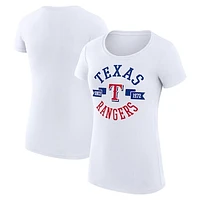 Women's G-III 4Her by Carl Banks White Texas Rangers City Graphic Fitted T-Shirt