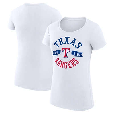 Women's G-III 4Her by Carl Banks White Texas Rangers City Graphic Fitted T-Shirt