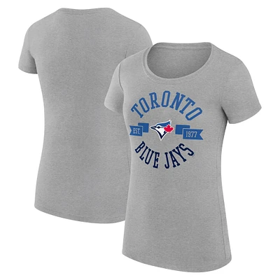 Women's G-III 4Her by Carl Banks Heather Gray Toronto Blue Jays City Graphic Fitted T-Shirt