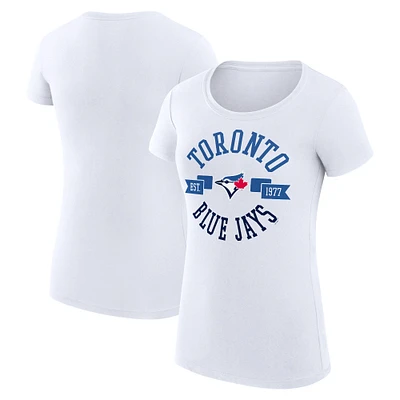 Women's G-III 4Her by Carl Banks White Toronto Blue Jays City Graphic Fitted T-Shirt