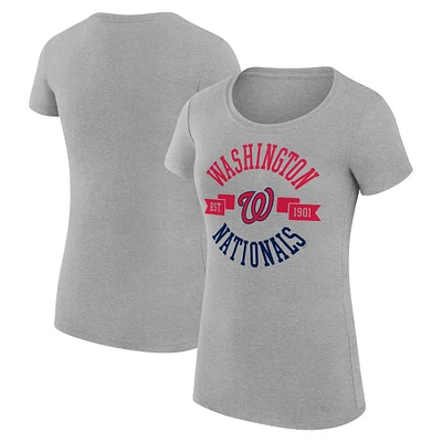 Women's G-III 4Her by Carl Banks Heather Gray Washington Nationals City Graphic Fitted T-Shirt
