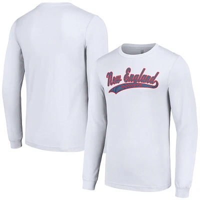 Men's Starter White New England Patriots Tailsweep Long Sleeve T-Shirt