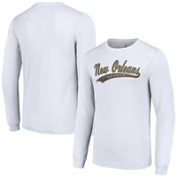 Men's Starter White New Orleans Saints Tailsweep Long Sleeve T-Shirt