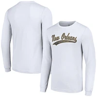 Men's Starter White New Orleans Saints Tailsweep Long Sleeve T-Shirt