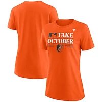 Women's Fanatics Orange Baltimore Orioles 2023 Postseason Locker Room Scoop Neck T-Shirt