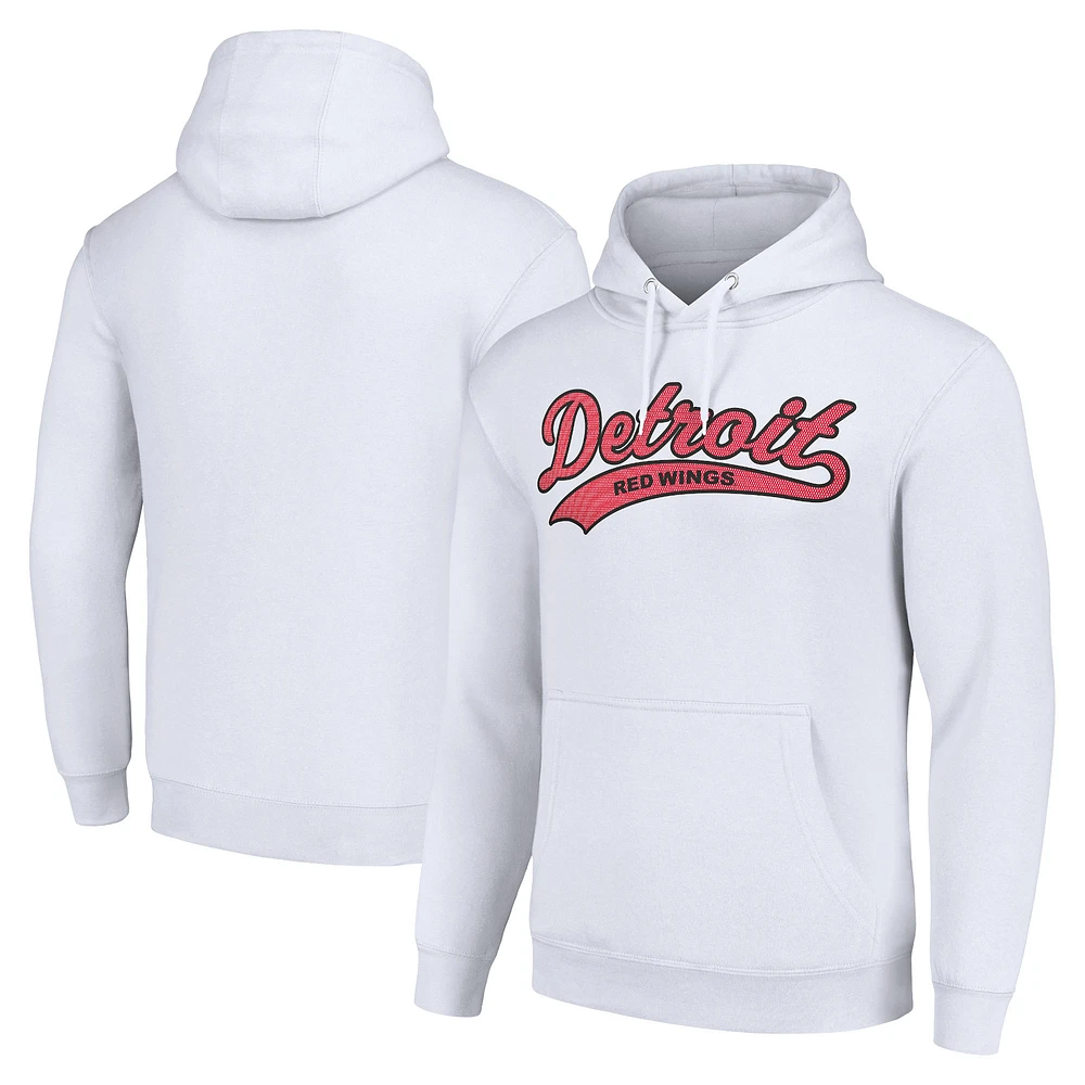 Men's Starter White Detroit Red Wings Tailsweep Fleece Tri-Blend Pullover Hoodie