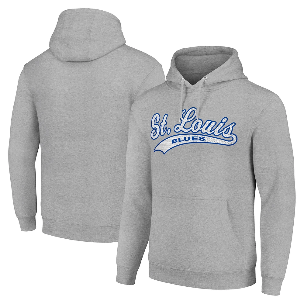 Men's Starter Heather Gray St. Louis Blues Tailsweep Fleece Tri-Blend Pullover Hoodie