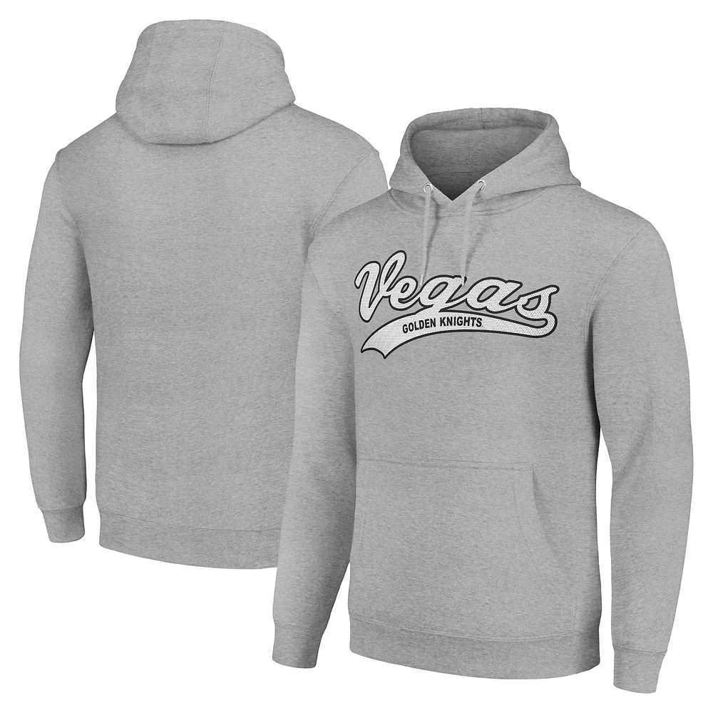 Men's Starter Heather Gray Vegas Golden Knights Tailsweep Fleece Tri-Blend Pullover Hoodie