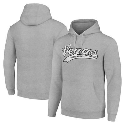 Men's Starter Heather Gray Vegas Golden Knights Tailsweep Fleece Tri-Blend Pullover Hoodie