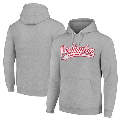 Men's Starter Heather Gray Washington Capitals Tailsweep Fleece Tri-Blend Pullover Hoodie
