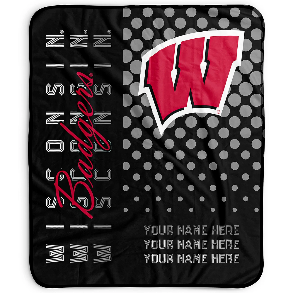 Pegasus Wisconsin Badgers 50" x 60" Dots Personalized Fleece Blanket