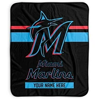 Pegasus Miami Marlins 50" x 60" Stripes Personalized Fleece Blanket