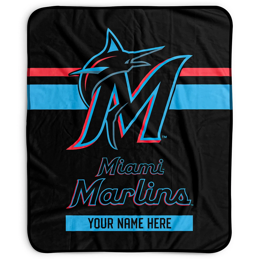 Pegasus Miami Marlins 50" x 60" Stripes Personalized Fleece Blanket