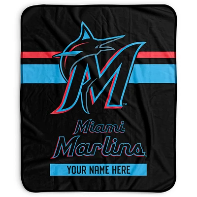 Pegasus Miami Marlins 50" x 60" Stripes Personalized Fleece Blanket