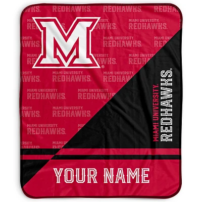 Pegasus Miami University RedHawks 50" x 60" Split Wordmark Personalized Fleece Blanket
