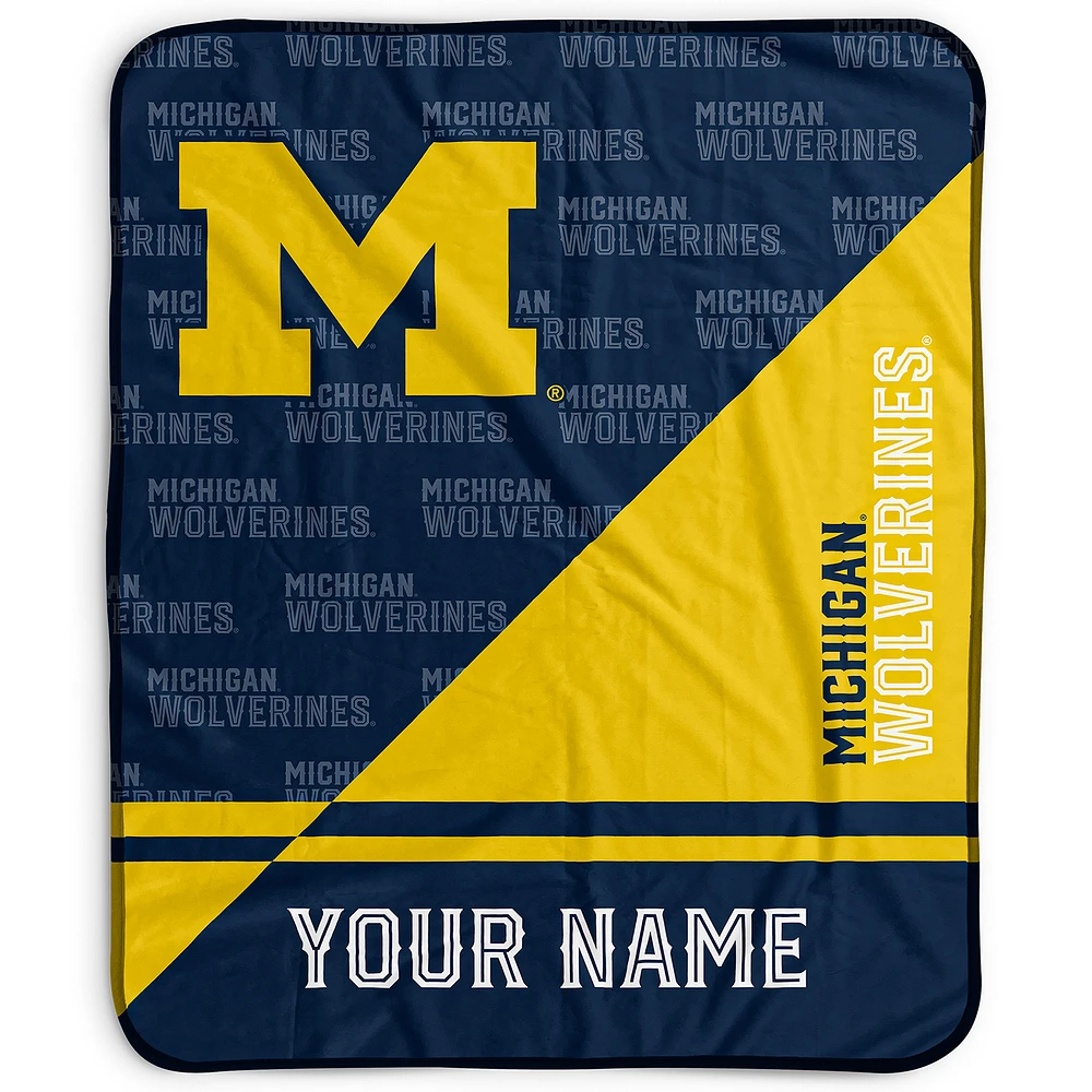 Pegasus Michigan Wolverines 50" x 60" Split Wordmark Personalized Fleece Blanket