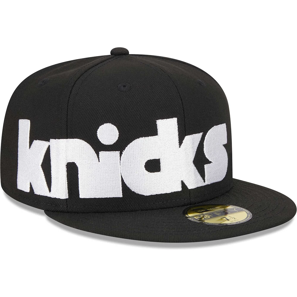 Men's New Era Black New York Knicks Checkerboard UV 59FIFTY Fitted Hat