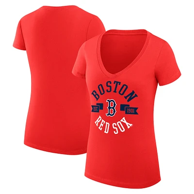 Women's G-III 4Her by Carl Banks Red Boston Sox City Graphic V-Neck Fitted T-Shirt