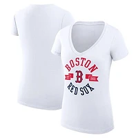 Women's G-III 4Her by Carl Banks White Boston Red Sox City Graphic V-Neck Fitted T-Shirt