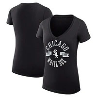 Women's G-III 4Her by Carl Banks Black Chicago White Sox City Graphic V-Neck Fitted T-Shirt
