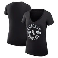 Women's G-III 4Her by Carl Banks Black Chicago White Sox City Graphic V-Neck Fitted T-Shirt