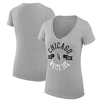 Women's G-III 4Her by Carl Banks Heather Gray Chicago White Sox City Graphic V-Neck Fitted T-Shirt