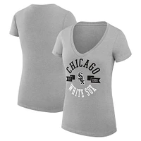 Women's G-III 4Her by Carl Banks Heather Gray Chicago White Sox City Graphic V-Neck Fitted T-Shirt