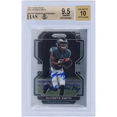 Rookie Card BGS 9.5: DeVonta Smith Philadelphia Eagles Autographed 2021 Panini Prizm Beckett Fanatics Witnessed Authenticated Card with Inscription