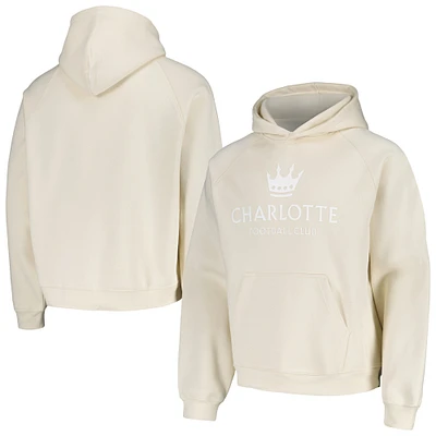 Men's Cream Charlotte FC Tonal Team Primary Logo Oversized Raglan Pullover Hoodie