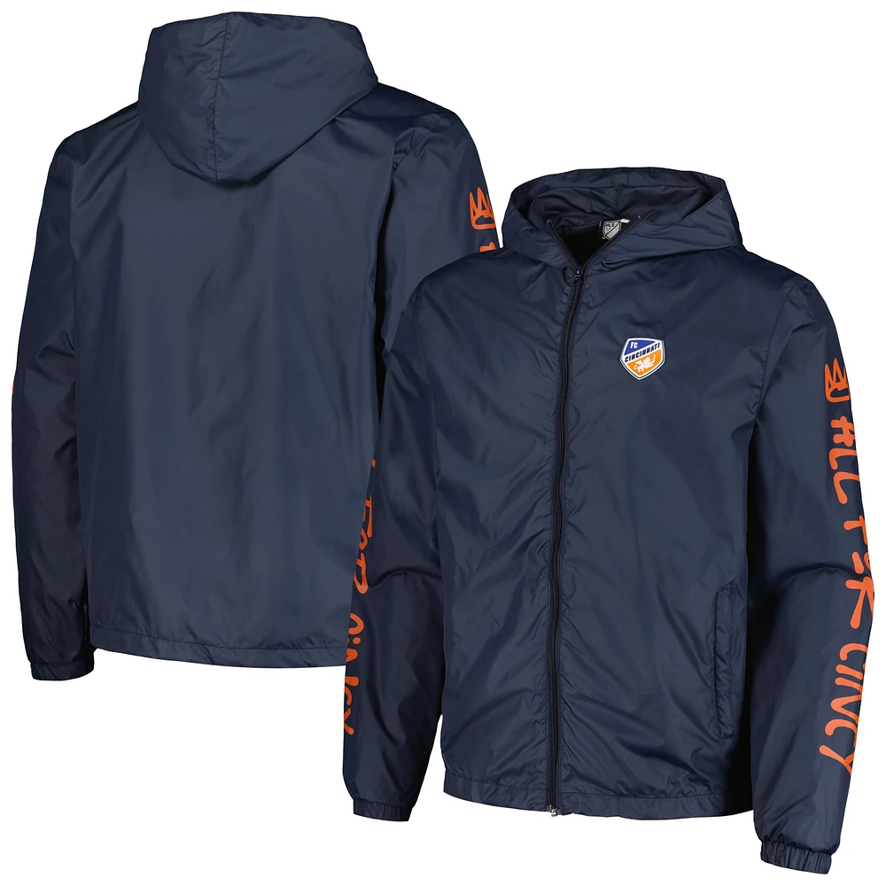 Men's Navy FC Cincinnati Graffiti Hoodie Full-Zip Windbreaker