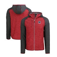 Men's Cutter & Buck  Heather Red/Heather Charcoal Chicago Cubs Stars Stripes Mainsail Sweater-Knit Full-Zip Hoodie