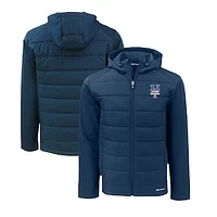Men's Cutter & Buck  Navy New York Mets Stars Stripes Evoke Hybrid Eco Softshell Recycled Full-Zip Hoodie Jacket
