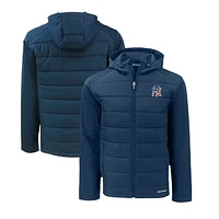 Men's Cutter & Buck  Navy New York Yankees Stars Stripes Evoke Hybrid Eco Softshell Recycled Full-Zip Hoodie Jacket