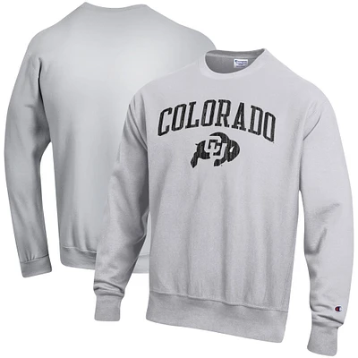 Men's Champion Silver Colorado Buffaloes Arch Over Logo Reverse Weave Pullover Sweatshirt