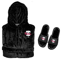 Men's ISlide  Black Philadelphia Phillies Hooded Phantom Robe & Fur Slide Bundle