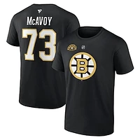 Men's Fanatics Charlie McAvoy Black Boston Bruins Authentic Stack Name & Number T-Shirt