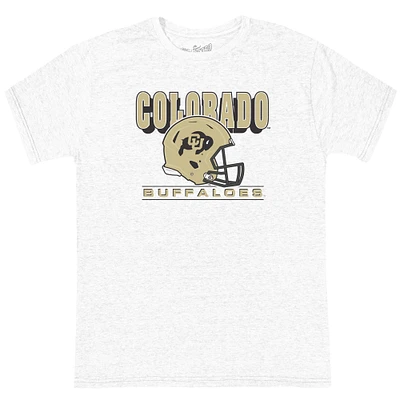 Youth Original Retro Brand Ash Colorado Buffaloes Helmet Tri-Blend T-Shirt