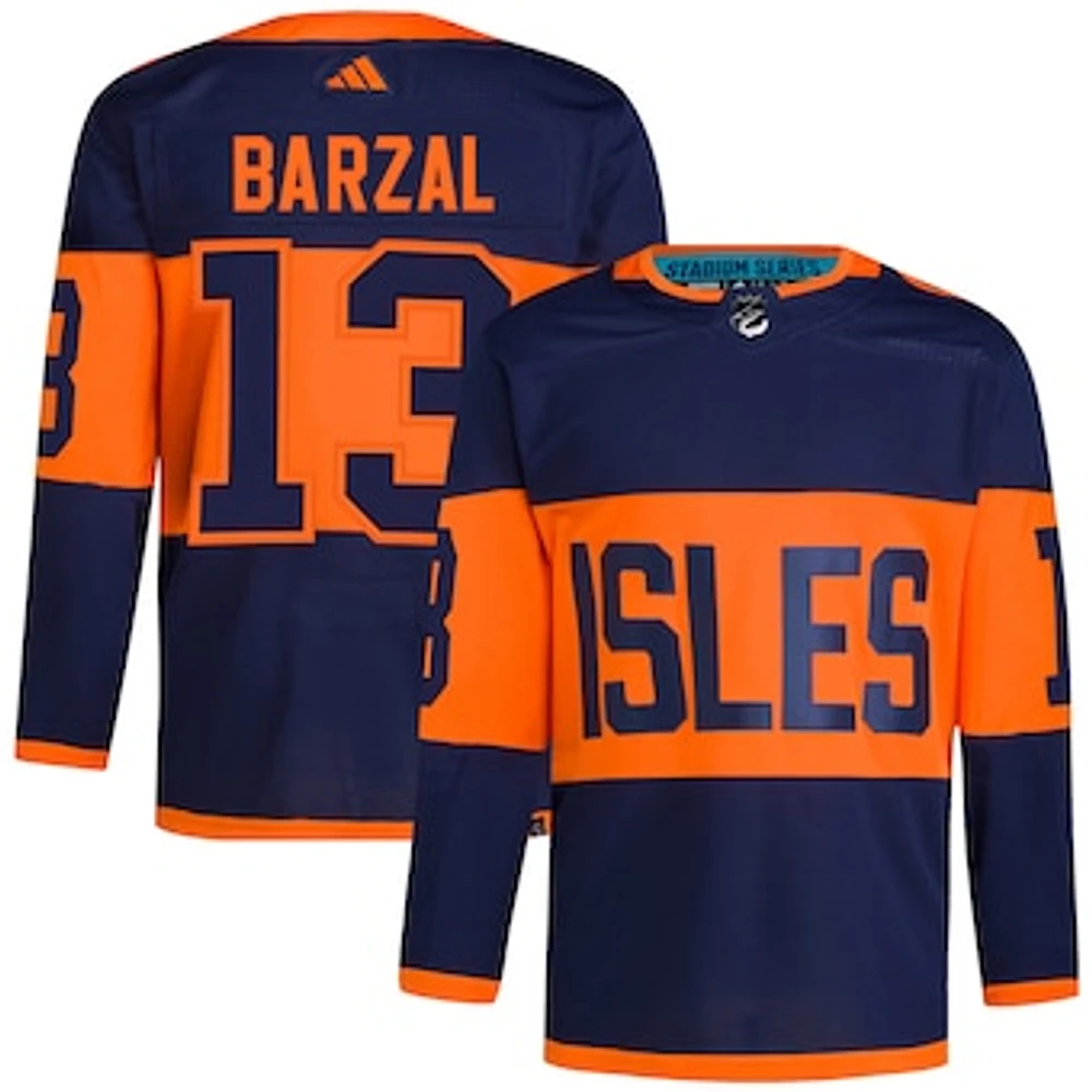 Men's adidas Mathew Barzal Navy New York Islanders 2024 NHL Stadium Series Primegreen Authentic Player Jersey