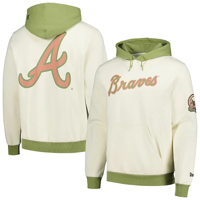 Men's New Era Cream/Green Atlanta Braves Color Pop Pullover Hoodie